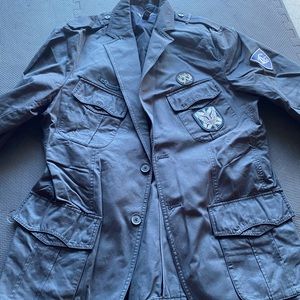 INC. jacket navy blue with patches in good condition. Size Large